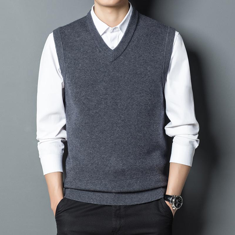 

2026 Men Sweater Knitted Vest Sleeveless Sweater Vest Stylish Men Sleeveless Knitted Sweater Vest Solid V-Neck for Autumn 4XL