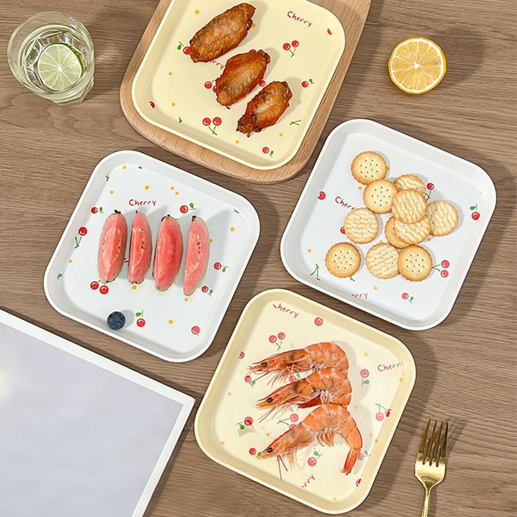 4 stk Firkantet Plast Middagstallerken Stabelbar Beinspytteskål Multifunksjonell Mattallerken Snacks Desserttallerken Oppvaskmaskinsikker