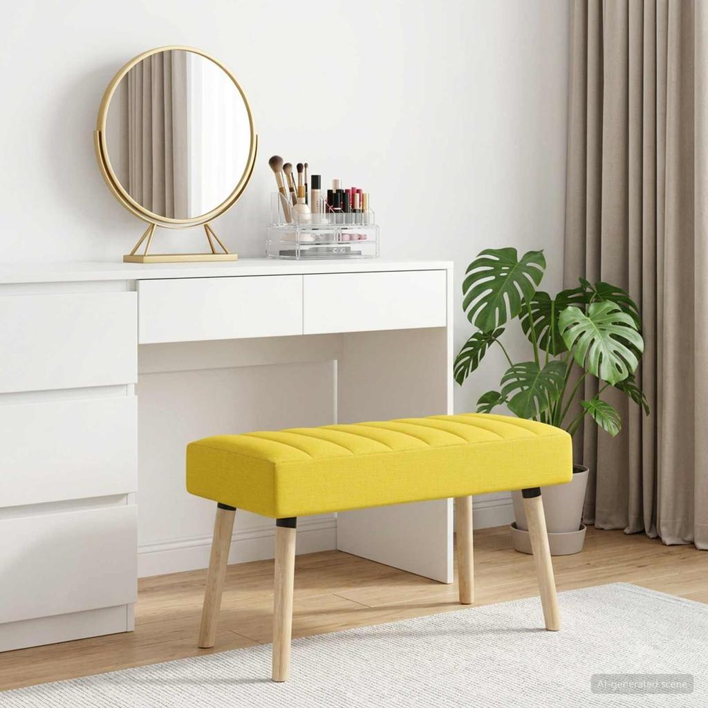 Channel Tufted Bench Light Yellow 80 X 40 X 46 Cm Fabric