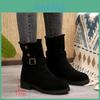 Stylish Korean Fashion Winter Ankle Boots For Women With Comfortable Suede Upper And Low Thick Sole Ideal For Autumn And Spring Wear