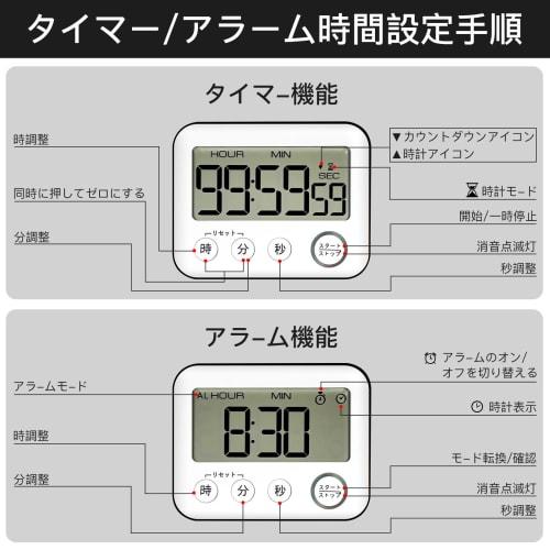 3-in-1 Multifunction Timer with Large Display, 12/24 Hour Digital Clock and Kitchen Alarm, Magnetic and Stand Mount, Silent Light/Sound Alarm Switch,