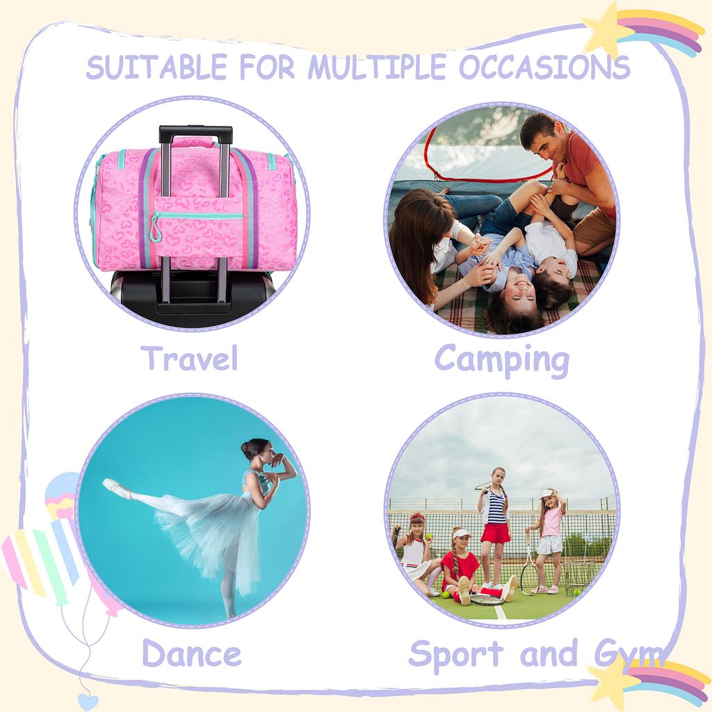 Kinder Reisetasche Mädchen Damen Reisetasche Geschenke Übernachtungstasche für Mädchen Damen Tragetasche Übernachtungstaschen für Mädchen Fitnessstudio Tanztaschen mit Schuh