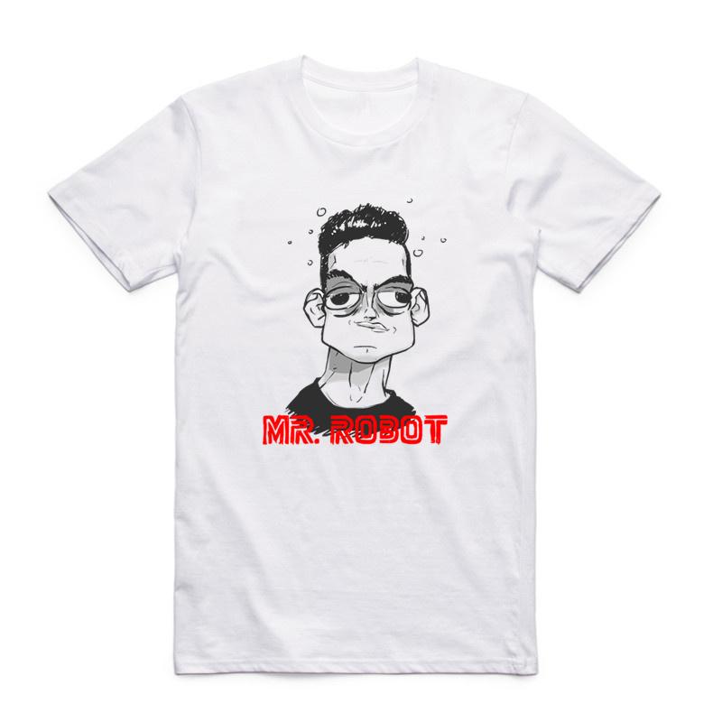 Asiatisk Storlek Män Kvinnor Tryck TV-program Robot T-shirt Sommar Vardaglig O-Hals Kort Ärm Mr Robot Fsociety Mask T-shirt HCP4091