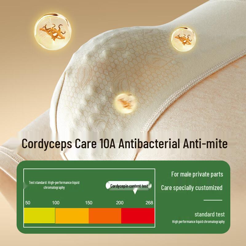 Hengyuanxiang Men's Cordyceps Natural Cotton Antibacterial Boxer Briefs Gift Set