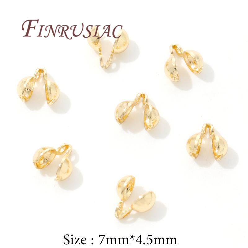 10-20Pcs/Lot Crimp Beads For Jewelry 18K Gold Plated End Caps For Jewelry ,Bead Tip Ball Chain Connectors Bracelets Accessories