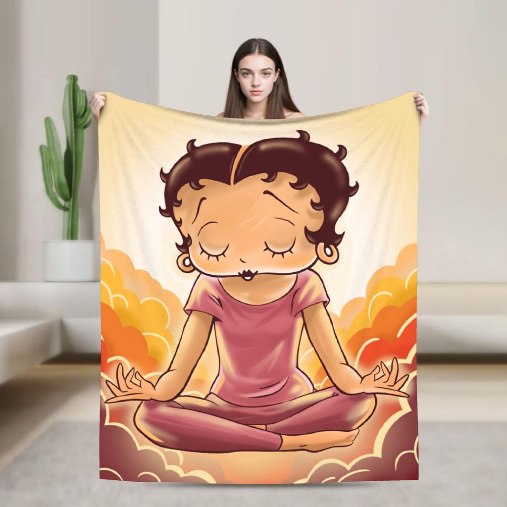 Warm Blanket Airplane Travel B-Bettys Boops Bedding Throws  Flannel Bedspread For Home Decor Graphic Sofa Bed Cover