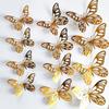 12Pcsset Gold Silver Hollow Butterfly Wall Stickers 3D Butterflies Bedroom Living Room Home Decoration Applique Wedding Decor