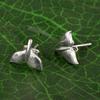 Whale Tail Stud Earrings - 925 Sterling Silver