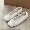 Small Man Inner Height Increase 5cm French Ballet Fluffy Shoes Women Wear Velvet Rhinestone Mary Jane Shoes In Winter