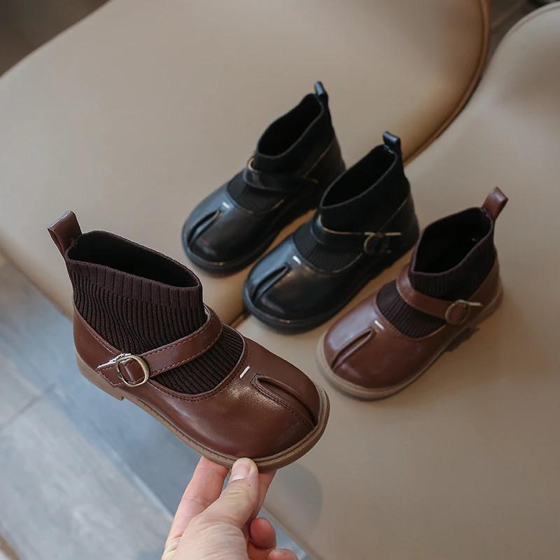 2024 New Girls Flat Heel Low with Foot Covering Non Slip Soft Bottom Winter Microfiber Leather Casual Boots  Boys Shoes