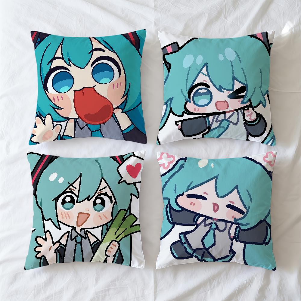 Cushion Cover M-MikuS-ES Soft Case H-HatsuneS-ES Sofa Living Room Home Comfortable Office Cute Decor Cartoon Protective Pillow