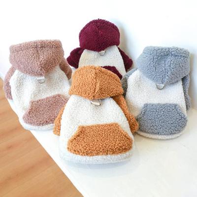 Vestiti per animali autunno e inverno felpa calda in velluto stile coreano colore caldo resistenza al freddo pile di agnello trazione