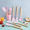 1/12Pcs Silicone Kitchenware Non-Stick Cookware Kitchen Utensils Set Spatula Shovel Egg Beaters Wooden Handle Cooking Tool Set