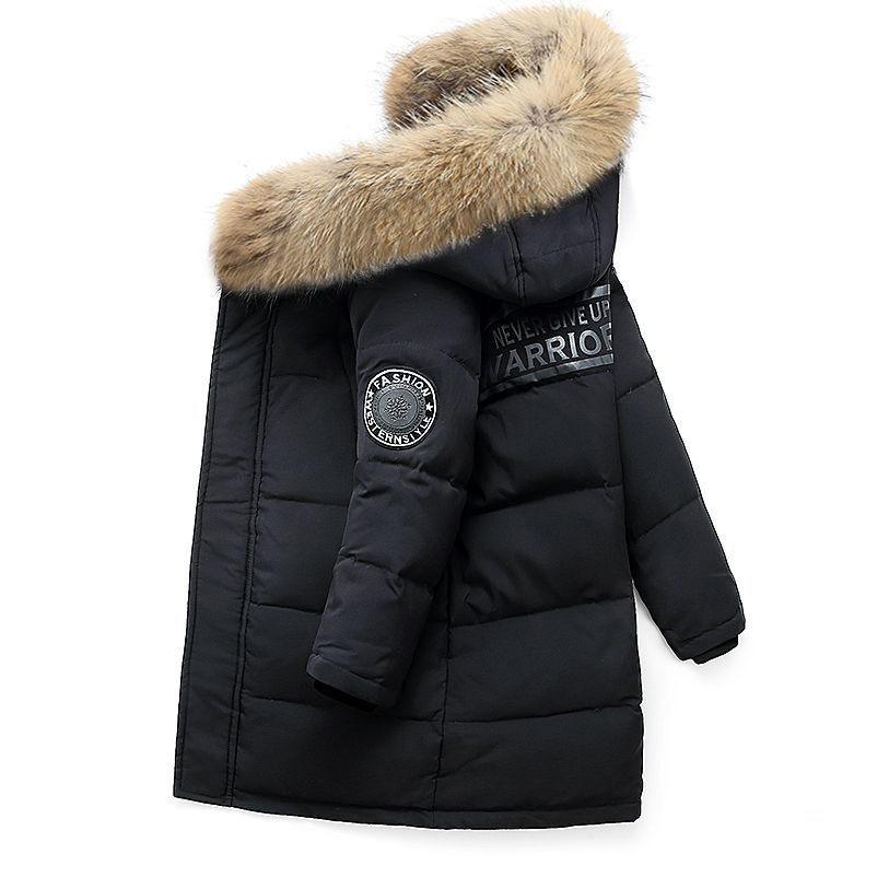 Thicken Winter Boys Jacket Fur Collar Fashion Keep Warm Kids Jacket Hooded Zipper 5-12 Years Children Outerwear Clothing
