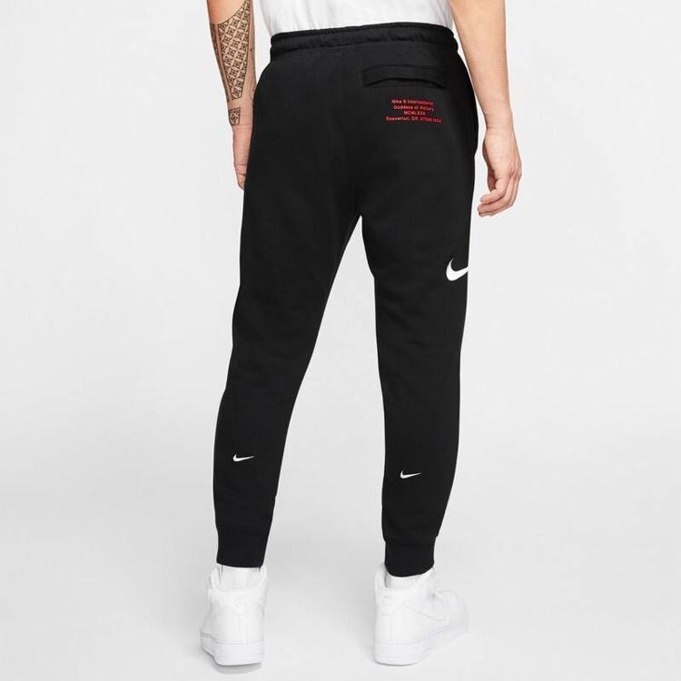 Nike Embroidered Swoosh Fleece-Lined Track Pants Men Bottoms Black DD5074-010