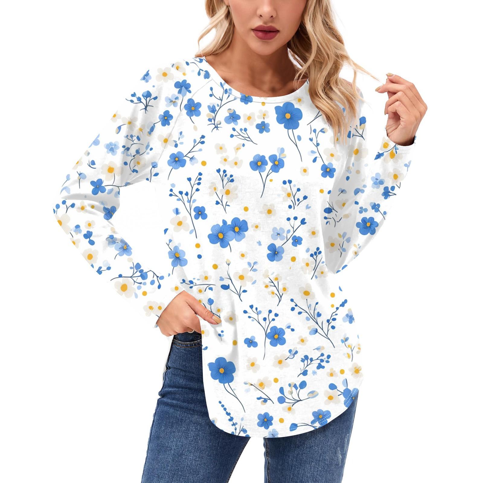 

Женские рубашки с длинным рукавом, повседневные модные туники, топы с круглым вырезом, базовая свободная футболка M