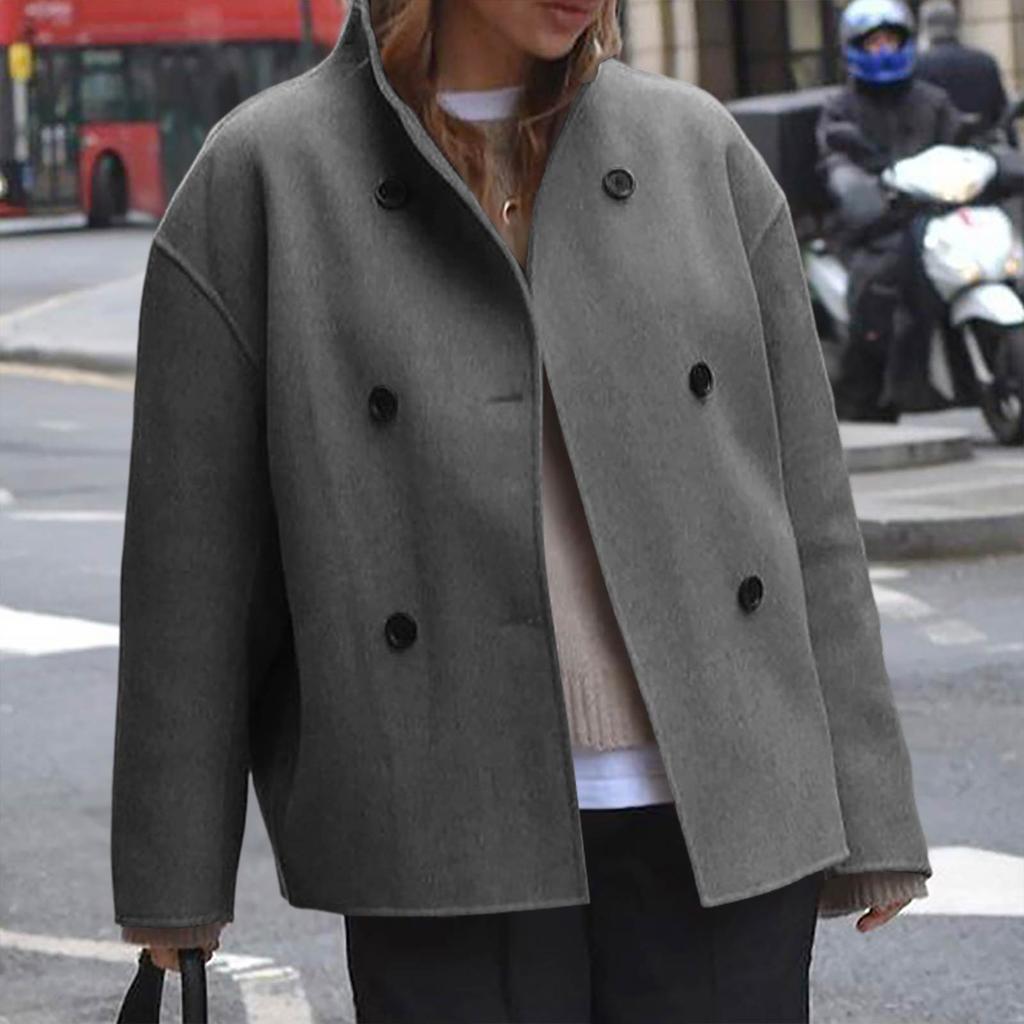 Women's Casual Loose Fit Color Long Sleeve Button Down Jacket with Lapel Collar for Daily Wear