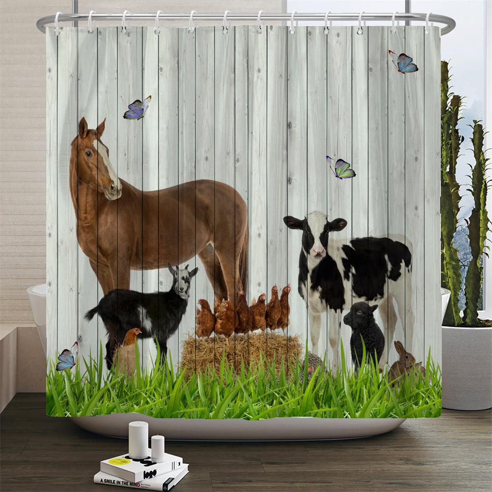 3D Printed Dutch Cattle Pattern Waterproof Bath Curtains Farm Cow Shower Curtains Bathroom Polyester Decoration Shower Curtain