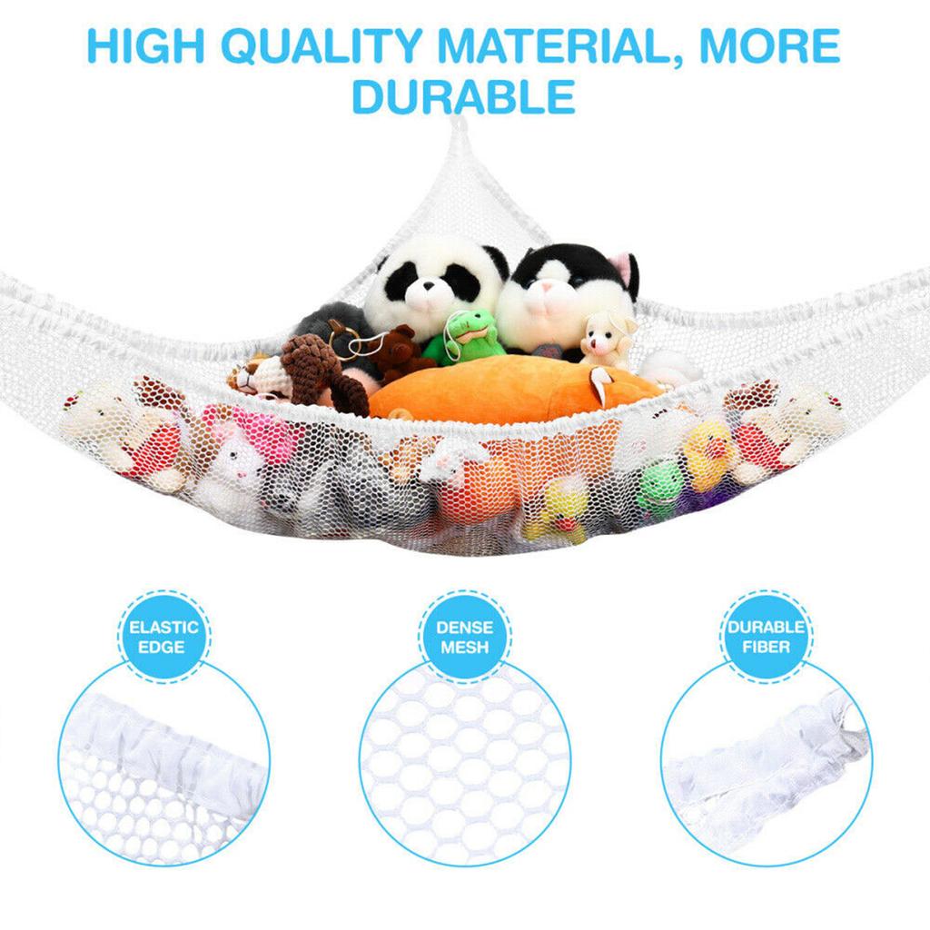 2Pcs Toy Hammock Stuffed Animal Toy Storage Nets Jumbo Wall Sling Corner Mesh Toy Organizer Toy Net Holder with Hooks