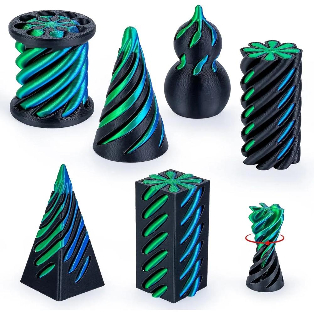 6 ks Spirálových Kuželových Fidget Hraček 3D Tištěné Pyramidové Sloupky s Nemožným Průchodem Tykev Šroubovité Hračky pro Úzkost Relaxační