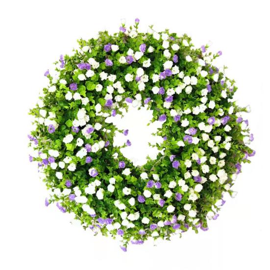 Spring Summer Wreath for Front Door Artificial Wildflowers Wreath with Eucalyptus Leaves for Indoor Outdoor Wall Porch Farmhouse Home Decor