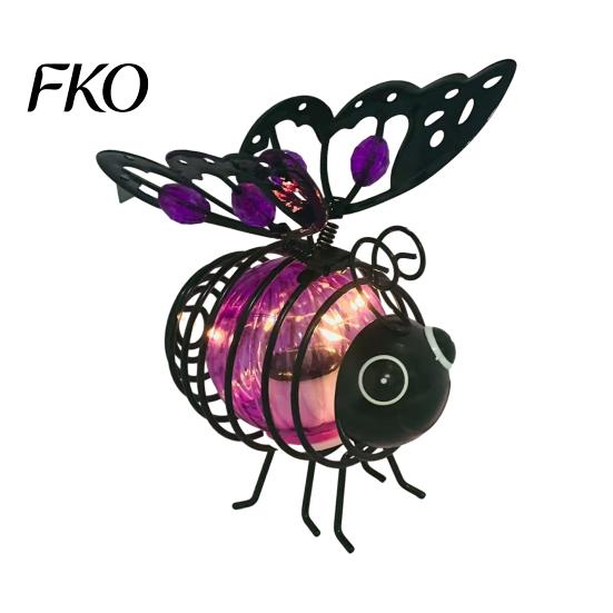 Whimsical Bee Yard Decorations Solar Powered Hanging Lights, Metal Bouncy Spring Ornaments, Weather Resistant Garden Glow IP65 Waterproof Fairy Lights чёрный