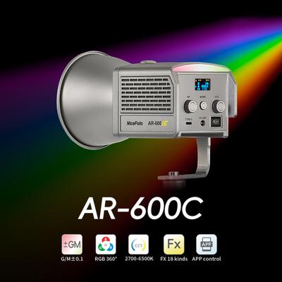 NiceFoto AR-600C Tragbares RGB-Videolicht 50W Fotografie LED Fülllicht 2700K-6500K COB Studio