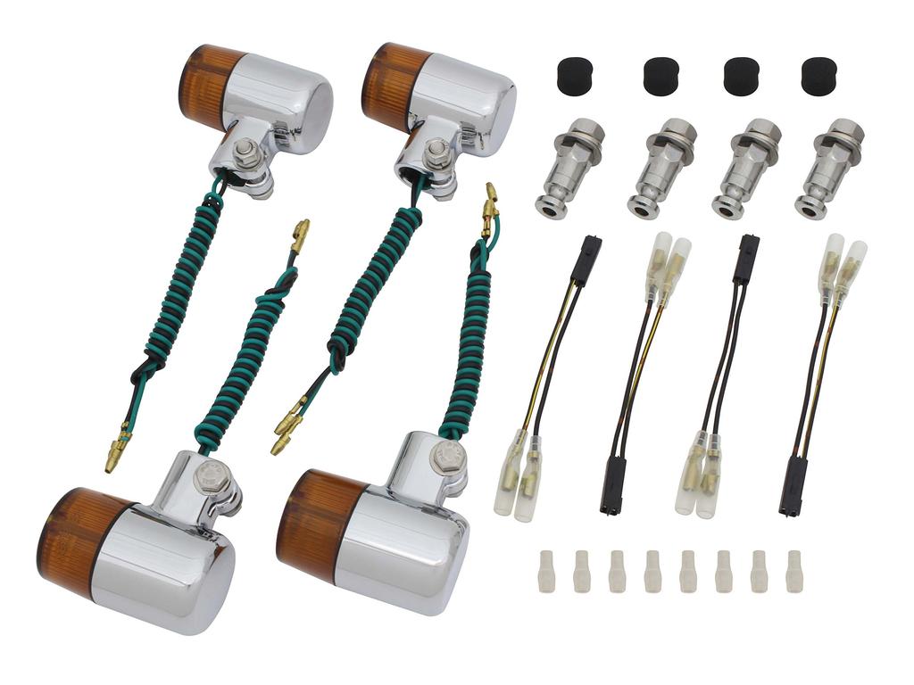 POSH FAITH Motorcycle Turn Turn Set for Kawasaki Chrome Body with Orange Signals, 71-Type Signals, Model-Specific 250TR, Lenses, 074091-33