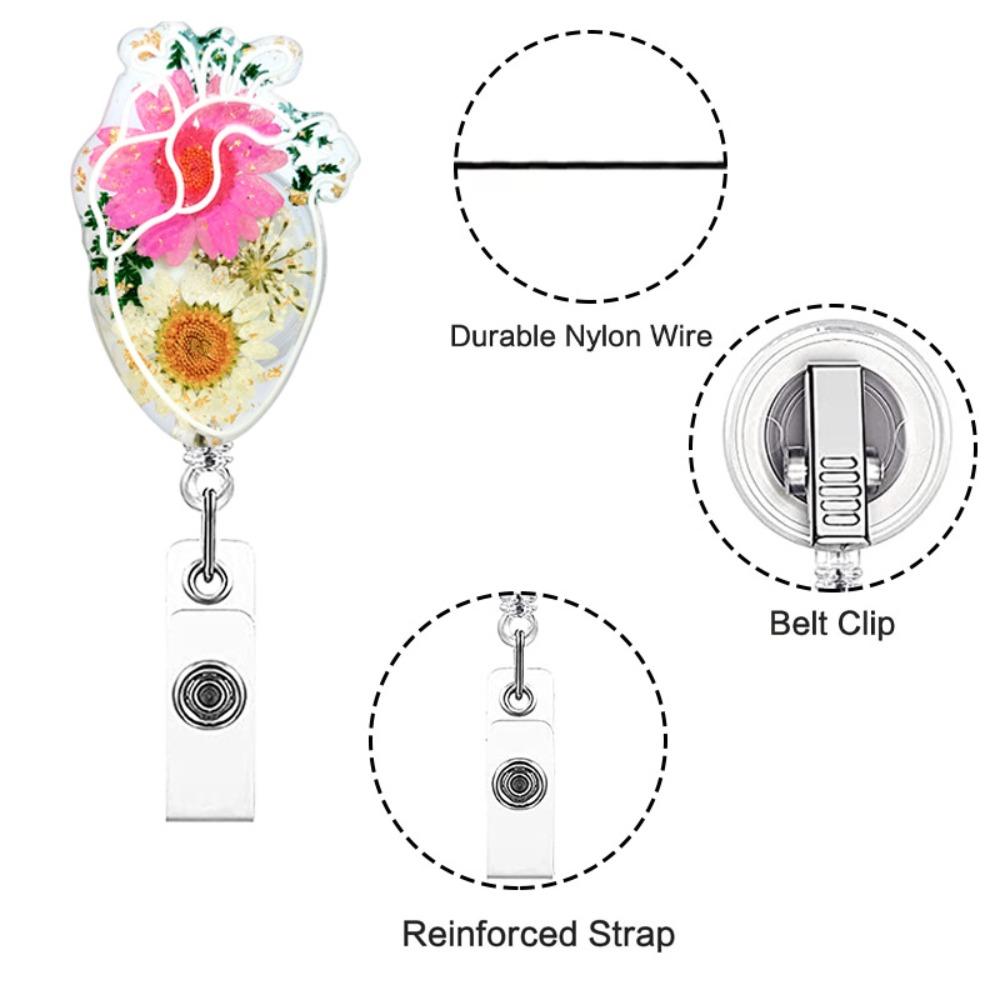 Fall-proof Daisies Pattern Badge Clip Stretchable Retractable Badge Reel  Name Tag