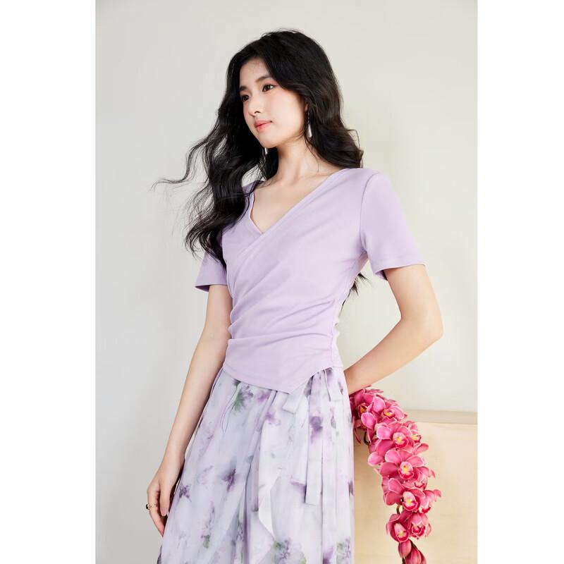 Qiushui Yiren V-Neck Top & Irregular Ruffle Skirt Set S