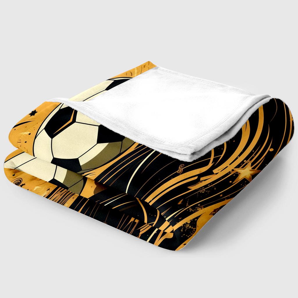 Golden Soccer Print Thin Flannel Blanket for Bedroom,Living Rooms,Sofas Blankets,Lunch Breaks,blankets Fluffy Blanket