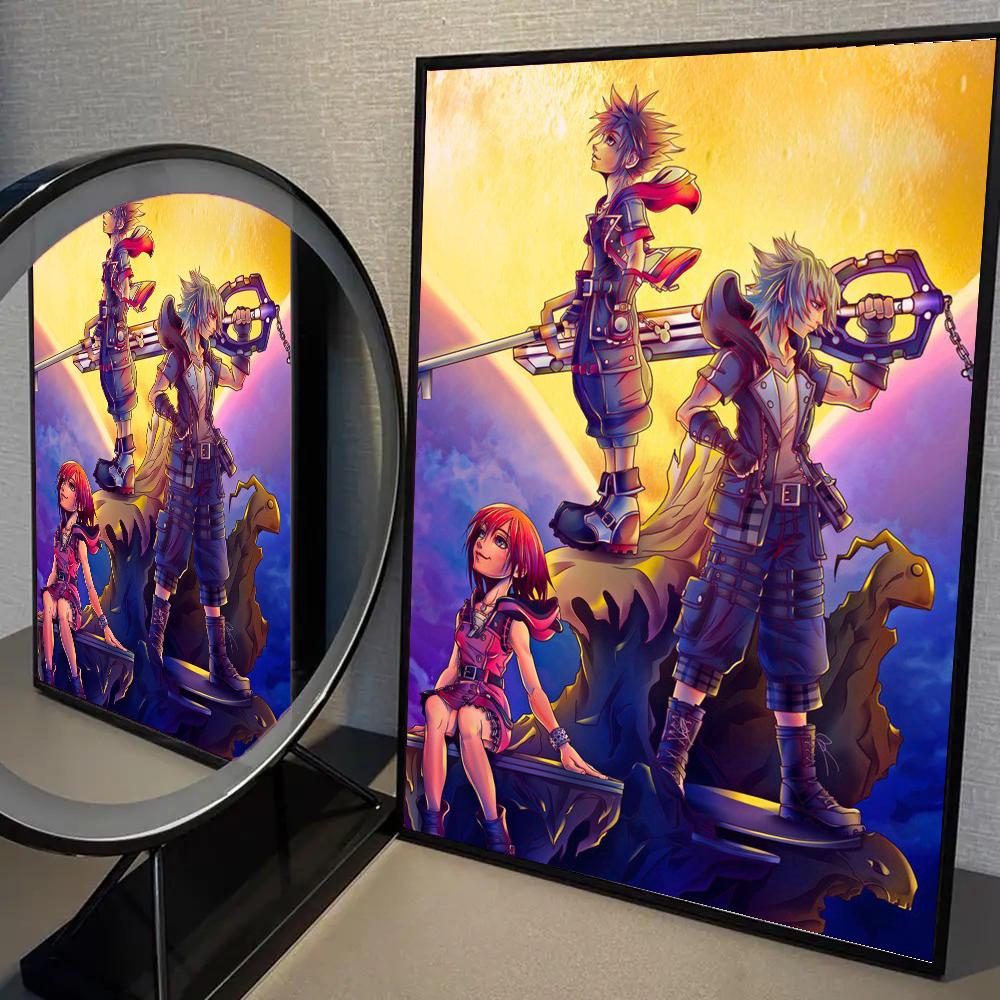 1pc Nordic Kingdom Hearts Anime Poster Self-adhesive Art Waterproof Paper Sticker Coffee House Bar Room Wall Decor