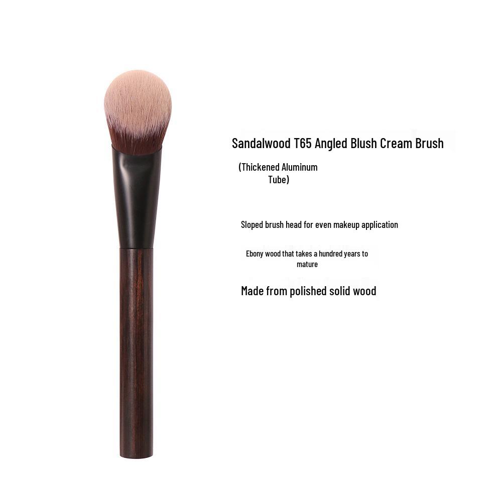 S65 Mother-of-Pearl Anti-Aging Blush Cream Brush – Soft, Sloped Fiber Bristles for Blush, Liquid Highlighter, and Cream Application.