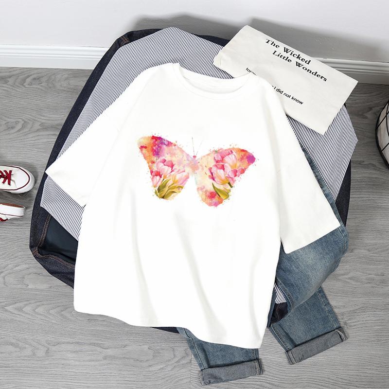 Übergroße T-Shirts Damen Schmetterlingsdruck T-Shirt Sommer Kurzarmshirt Harajuku Mode Grafik-Tops Damen T-Shirt Kleidung