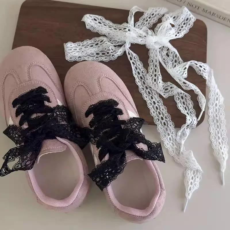 120cm Black White Ballet Style Lace Hollow Lace Shoelace for Women Girls Spring Summer Canvas Sneakers Outdoor Casual Shoelaces