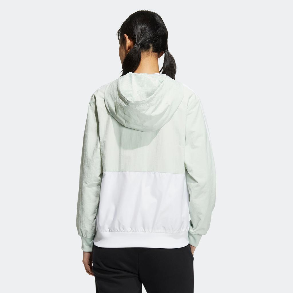 Adidas Neo Essential Woven Jacket With Printed Logo And Zip Hood Women Jackets Green HM2000