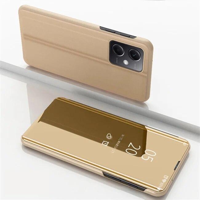 Luxury Mirror Flip Cases For Poco X5 F5 Pro 5G F3 F4 GT Plating Stand Cover For Xiaomi Poco X3 NFC X4 M3 M4 M5 X5 F5 Pro Cases