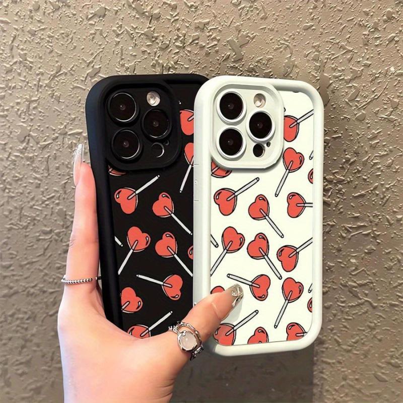 Heart shaped lollipop Phone case iPhone 15 Pro Max 11 12 13 16 14 Plus Silicone Shockproof Case Lens protector shell