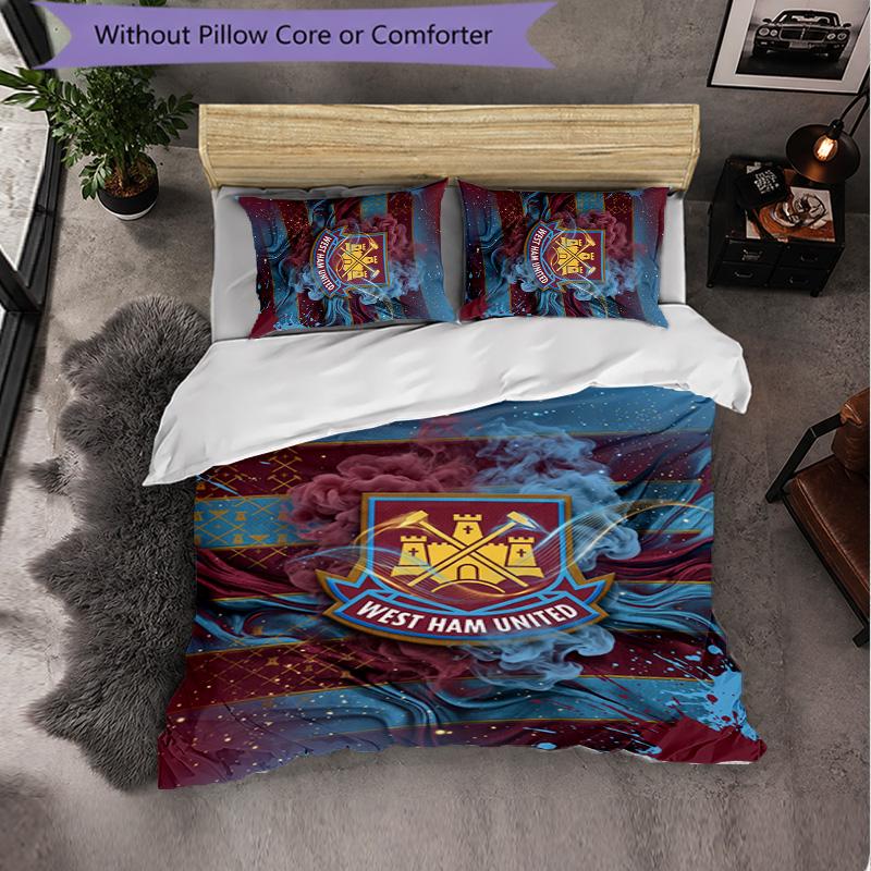 West Ham United Calcio Set Biancheria da Letto 3 Pezzi Morbido Set Copripiumino con Federe Set Decorazione Camera da Letto per la Casa