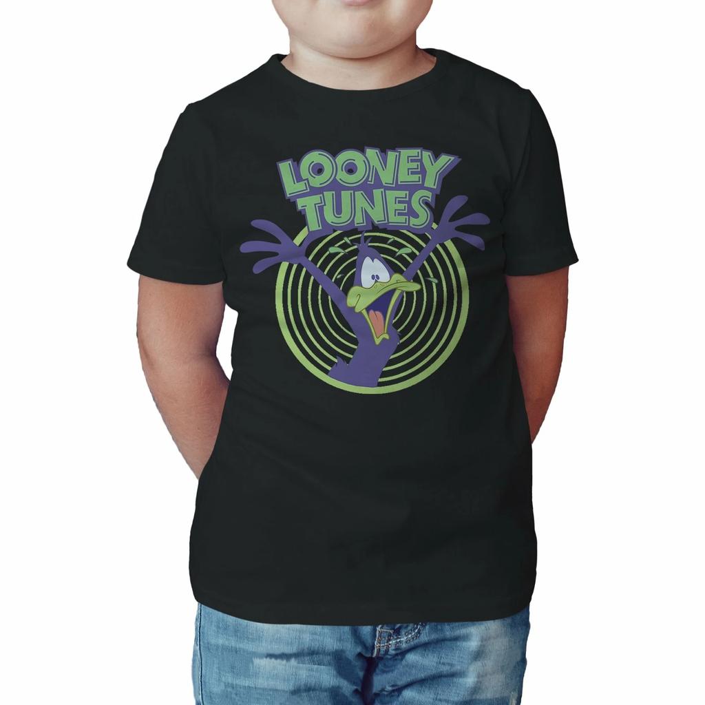 Looney Tunes Daffy Duck Logo Crazy Official Kid's T-shirt (Black)