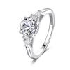 Sterling Silver Platinum-Gold Electroplated Ring with Inlaid Zircon - Fashionable Valentine's Day Gift Jewelry.