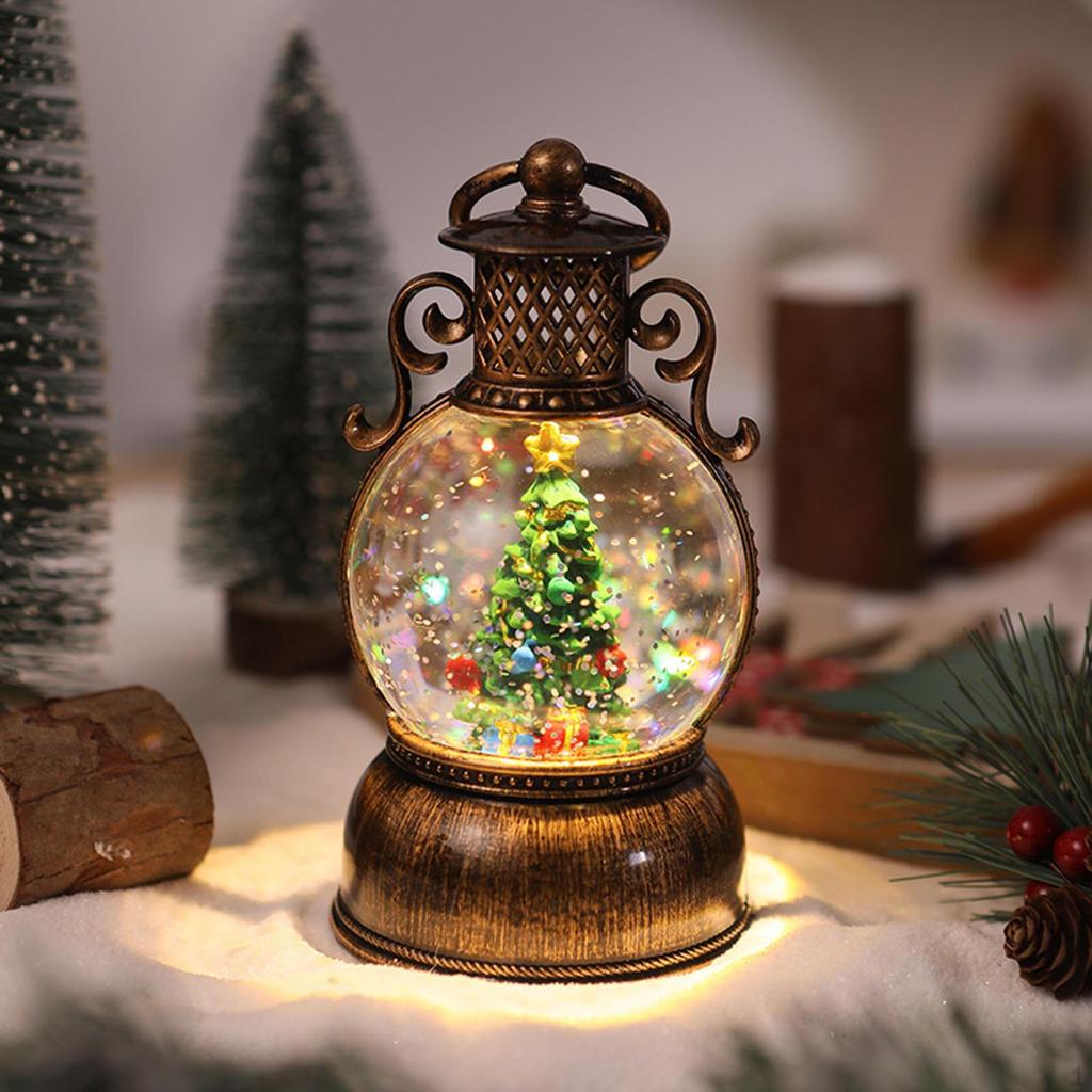 Christmas Snow Globe Lantern Musical LED Decorative Decoration for Fireplace Party
