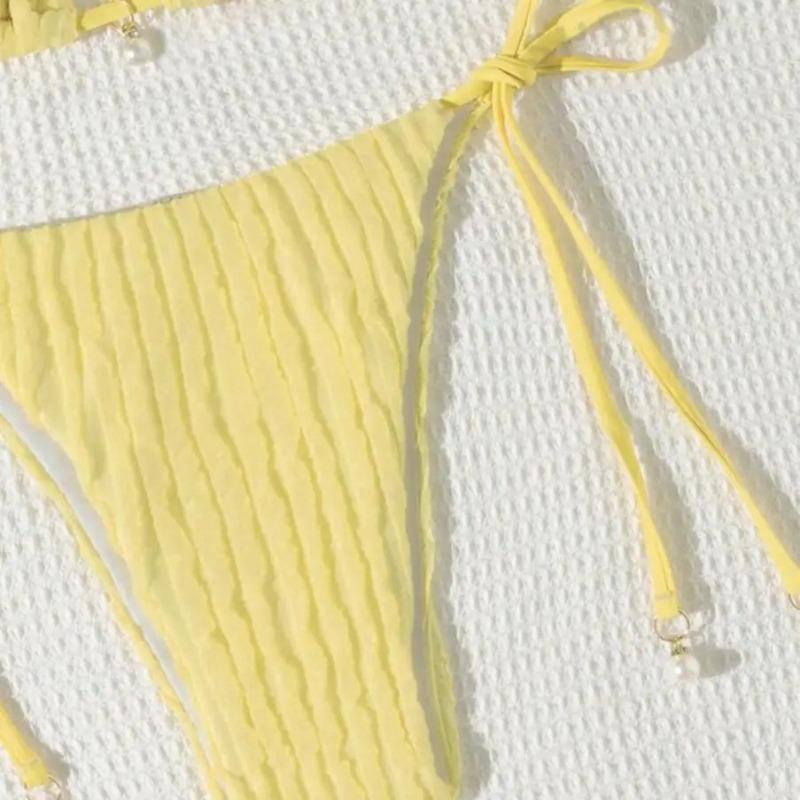Damen S Gestreiftes Zweiteiliges Sommer-Bikini-Badeanzug-Set
