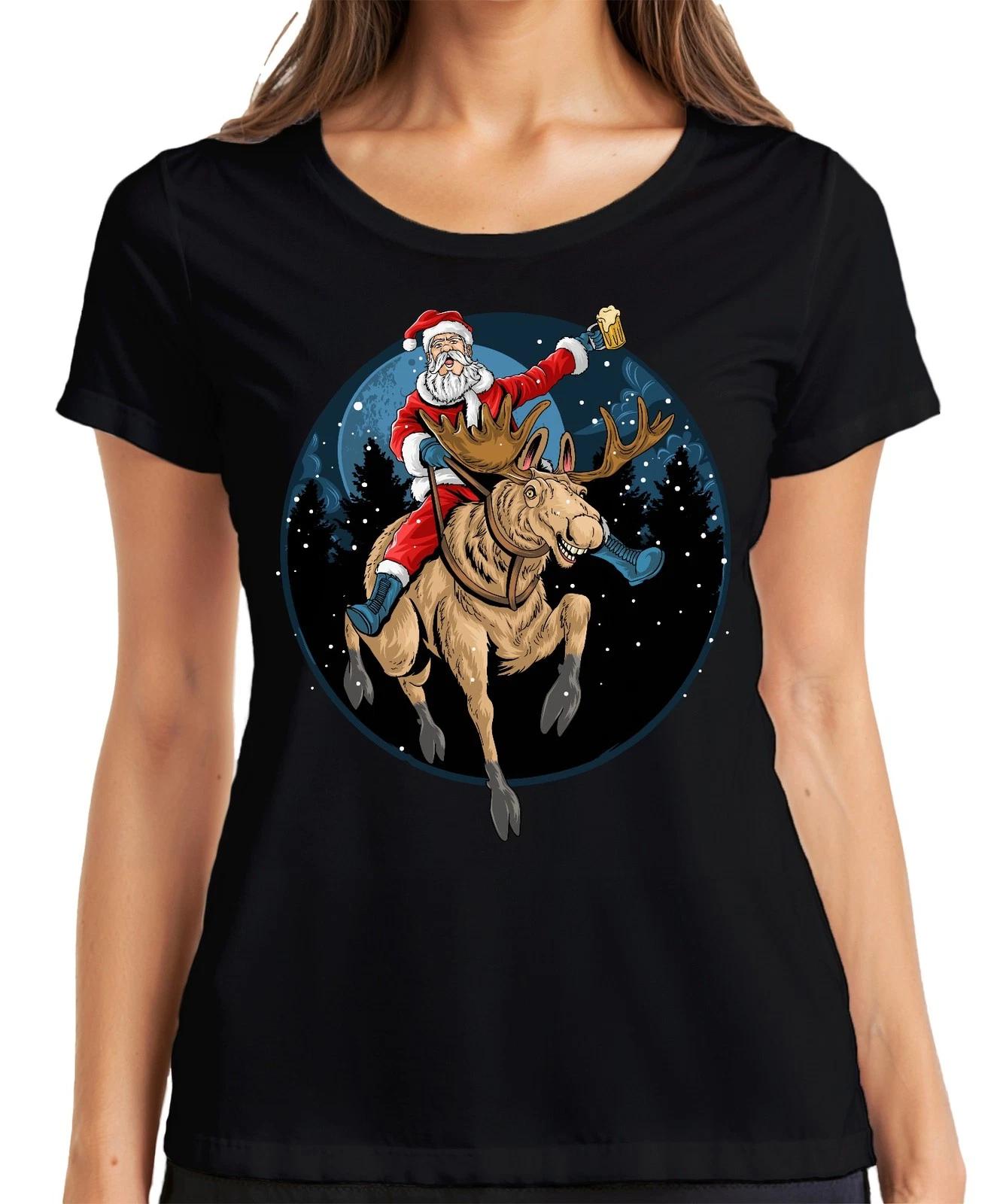 Weihnachtsmann Bier Rentier - Weihnachten Weihnachtsgeschenk Christmas Damen T-S XS