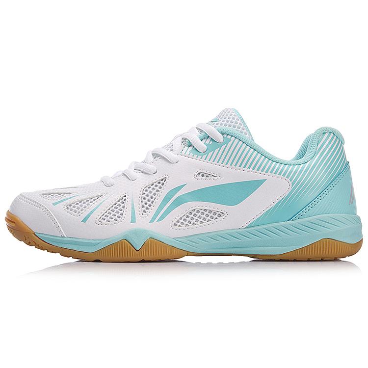 

Li Ning Storage Textile, Synthetic Leather Cushioning Support Balance Low top Training Shoes Women s White Blue APTM004-3 35