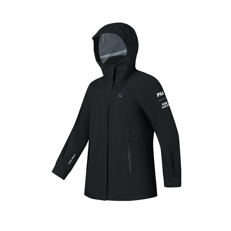 Fila Moisture Wicking Hooded Two Piece Inner Liner Waterproof Windproof Warm Jacket Women Jacket Deep-Black A11W447907FBK