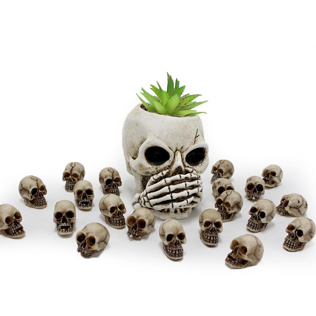 Pack of 6 Halloween Skeleton Decorations Durable Resin Skull Set for Home Office Party Spooky Display