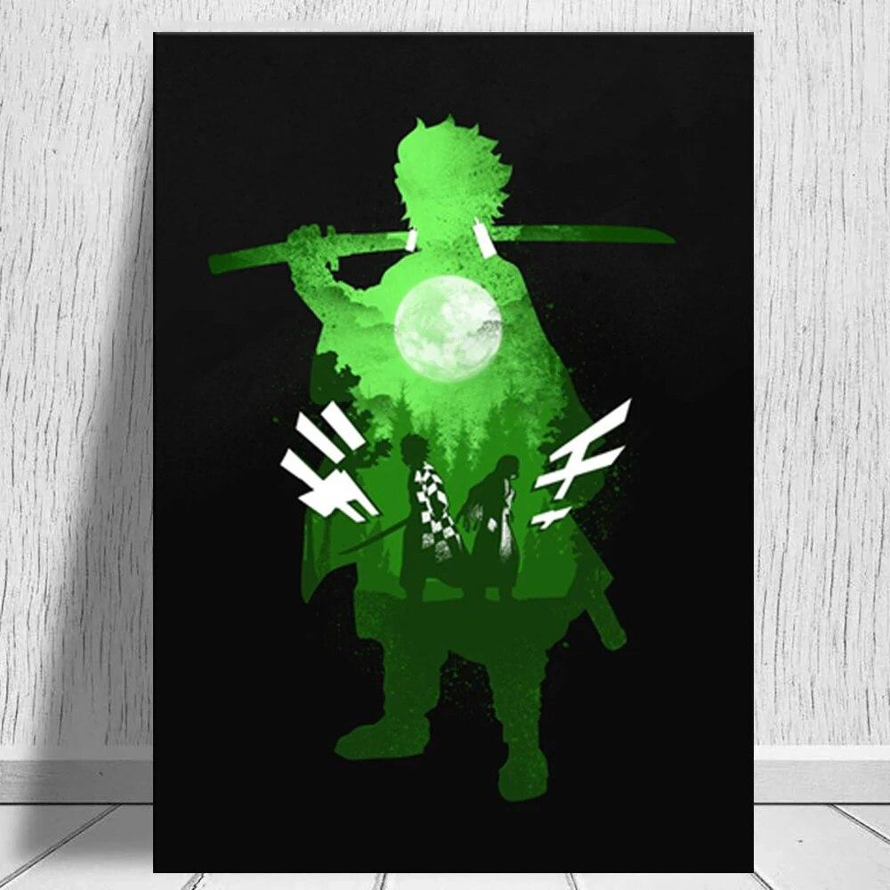 Demon Slayer Poster Cartoon Character Wall Art Canvas Painting and Print Modern Living Children's Room Decoration Paintin