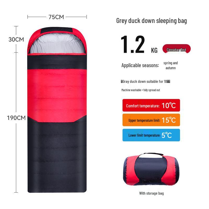 Adult Lightweight Down Sleeping Bag - Warm, Portable, for Autumn/Winter Camping 210x80 cm