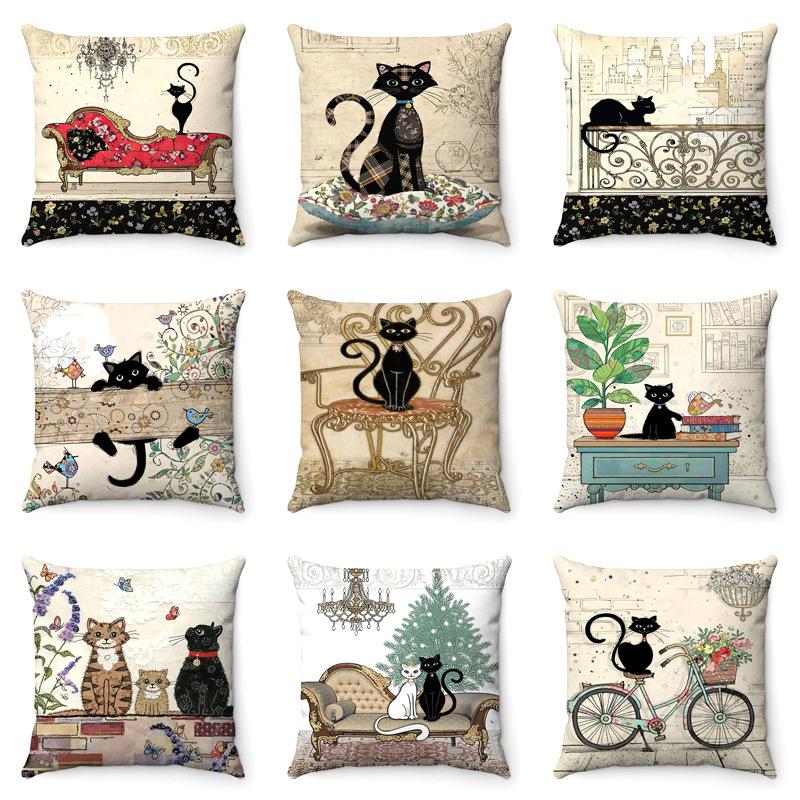 Soft Plush Cat Pillow Cover Cartoon Anime Design for Sofa and Living Room Decor